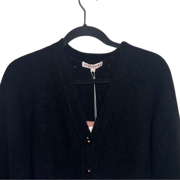 AlexaChung Black Chandra Cashmere Silk Cropped Cardigan NWT Large - Picture 3 of 14